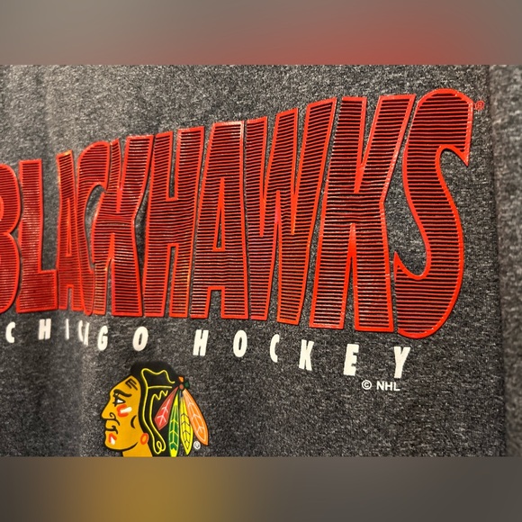Chicago Blackhawks Officially Licensed NHL Gray Short Sleeve XL Textured Logo - Picture 8 of 15